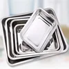 Stainless steel Storage Trays square plate thickening pans Rectangular tray Barbecue Deep rice dishes bbq kitchen accessories 1