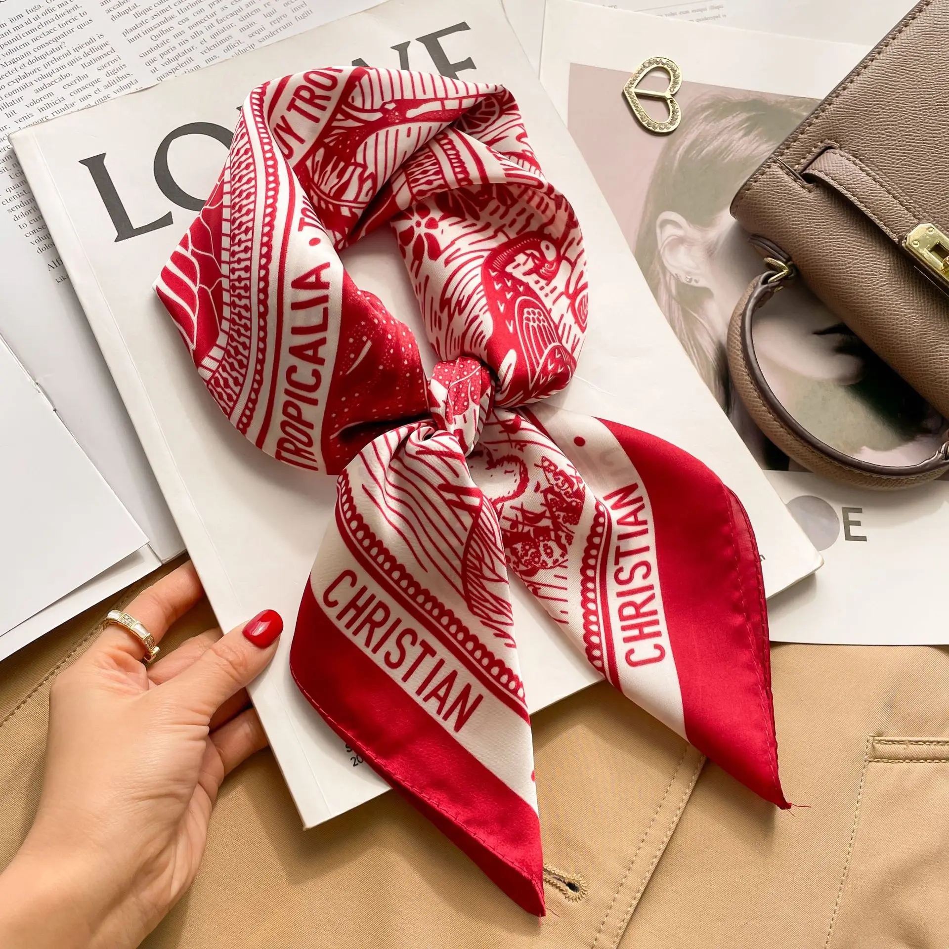 Ladies' Luxury Scarf Square Scarf for Women Neckerchief Female Headband Hair Wrap Print Ladies Foulard Fashion Hijab Bandana 4