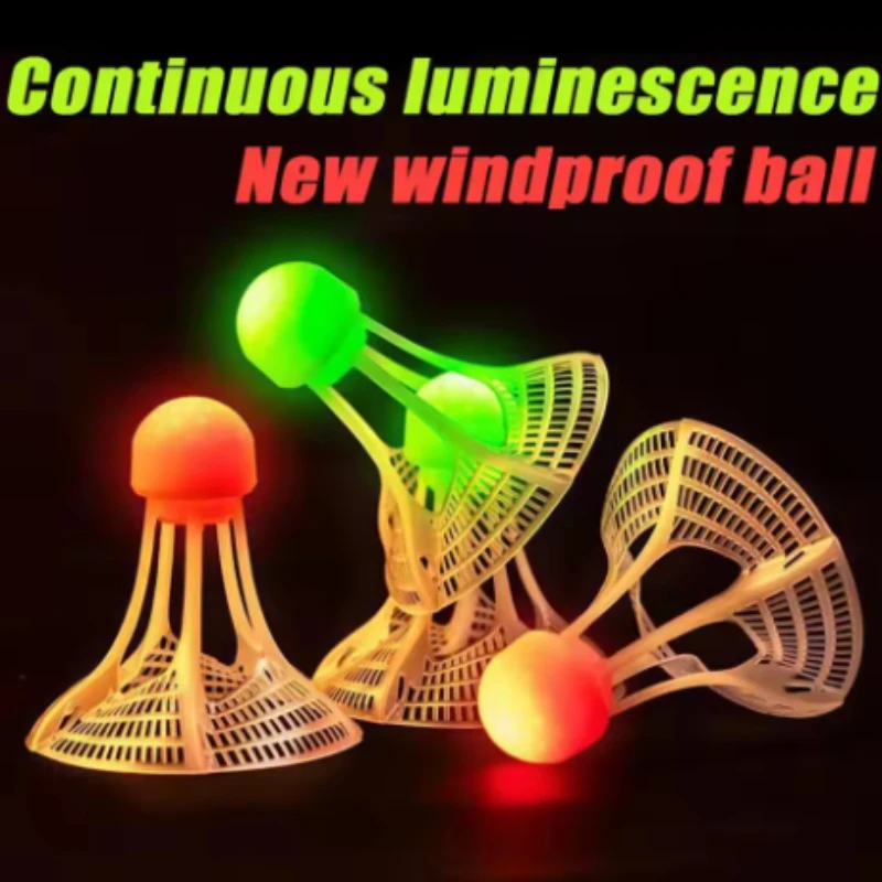 Luminous Windproof Luminous Badminton Ball, Super Durable and Unbreakable, Outdoor Fluorescent Bright Nylon Ball with Light