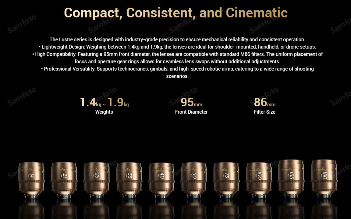 DZOFilm Arles 루스트레 21mm 25mm 35mm 40mm 50mm 75mm 100mm T1.6 14mm 135mm T2.2 180mm T2.8 FF/VV 시네마 프라임 렌즈 (EF PL마운트용)