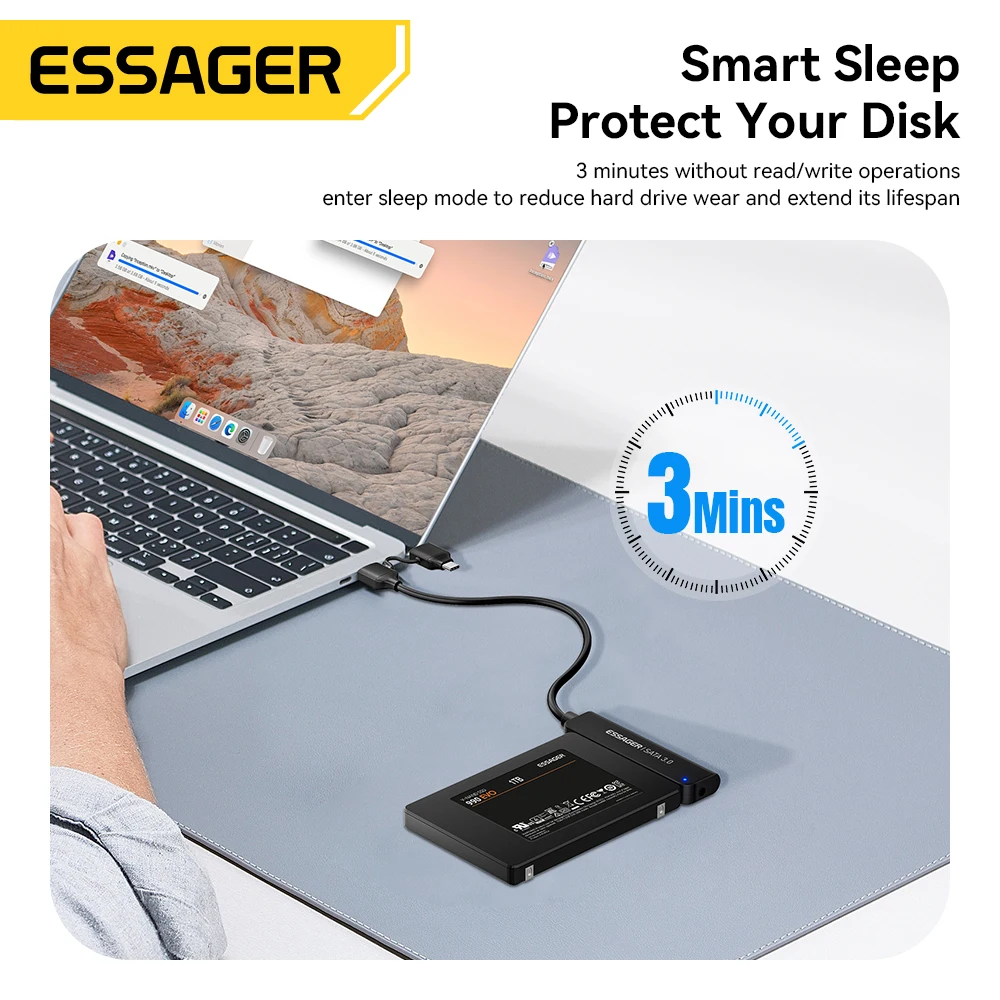 Essager 2 In 1 SATA to USB 3.0/Type-C Adapter Hard Drive Converter for 2.5inch HDD/SSD Hard Drive Disk Drive USB SATA Converter