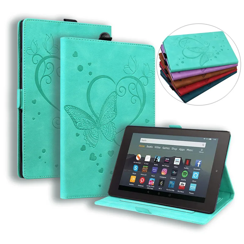 Per Il Nuovissimo Fire 7 Tablet 2022 Custodia A Rilascio Fiore Farfalla Cover In Rilievo Per Amazon Kindle Fire 7 2022 7 Pollici Funda