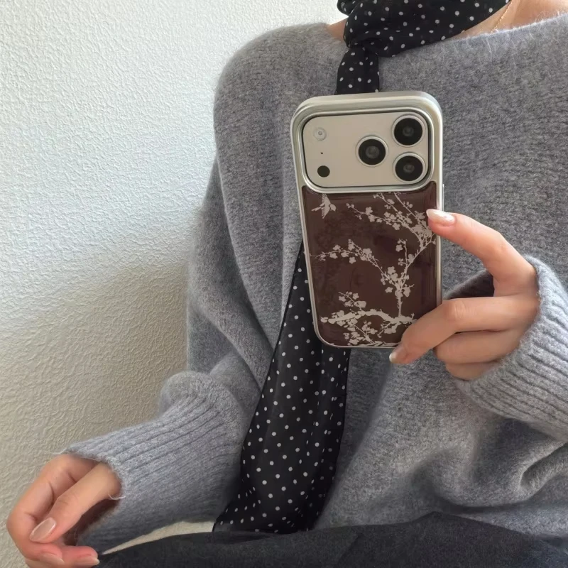 Elegant White Floral & Bird Design Epoxy Phone Case - Dustproof & Shockproof Cover