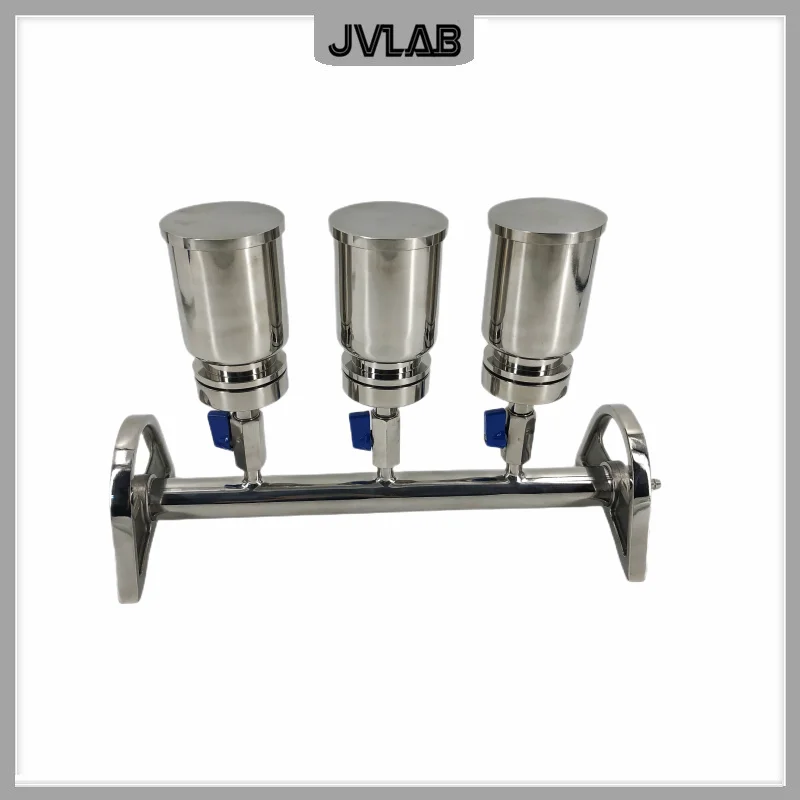 Lab 3-branch Autoclaved Manifolds Vacuum Filtration W/ Stainless Steel Funnel 300ml SUS304 Three-unit Solvent Filtration Device