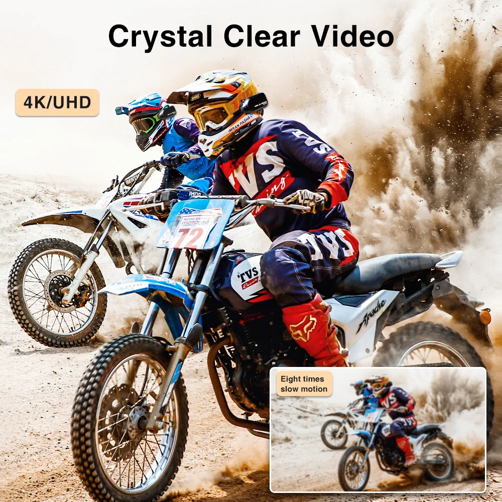 Drift Ghost XL Pro 4K + HD 스포츠 액션 비디오 카메라, 3000mAh IPX7 방수 와이파이 헬멧 카메라, 오토바이 자전거 헤드 캠