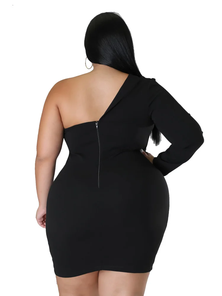 Wmstar Plus Size Dresses Women 2022 Single Long Sleeve V Neck Solid Sexy Mini Suit Dress Party Dresses Wholesale Dropshipping