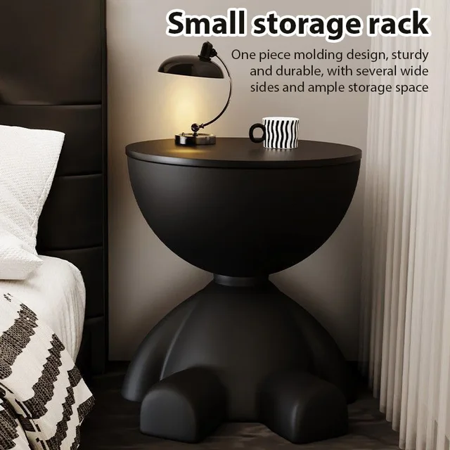 Modern Creative Bear-Shaped Plastic Nightstand Multi-Functional Bedside Table Easy Assembly for Living Room and Bedroom Storage