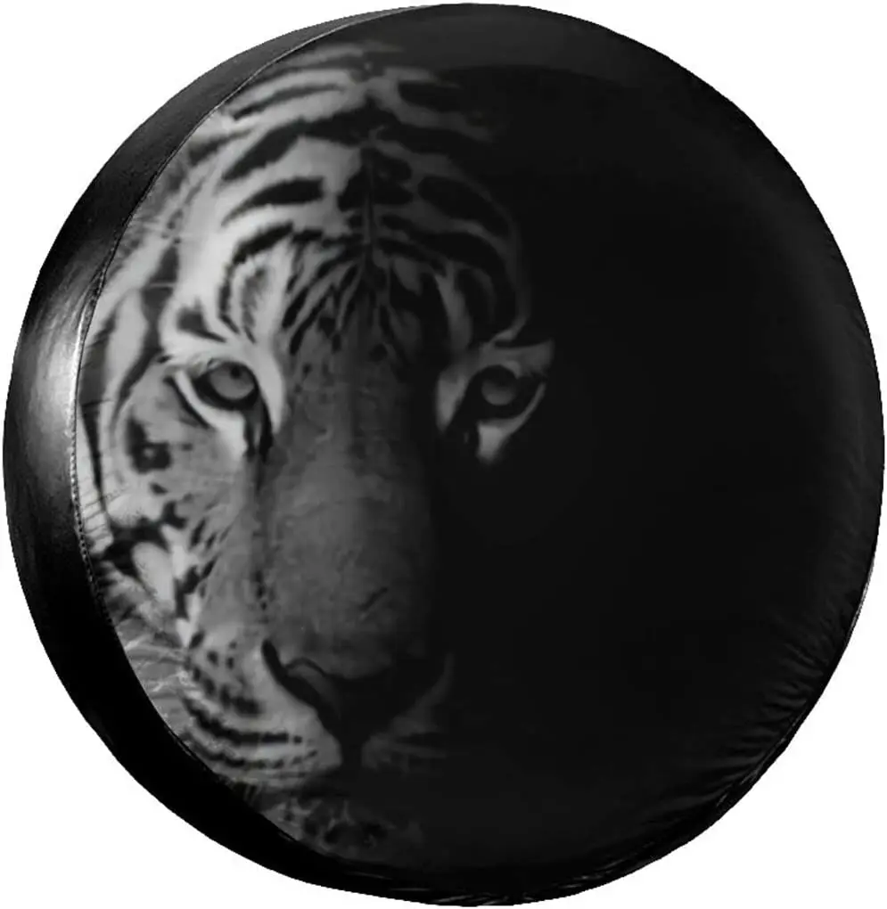 

Spare Tire Cover Universal Tires Cover Black and White Tiger Car Tire Cover Wheel Weatherproof and Dust-Proof UV Sun Tir