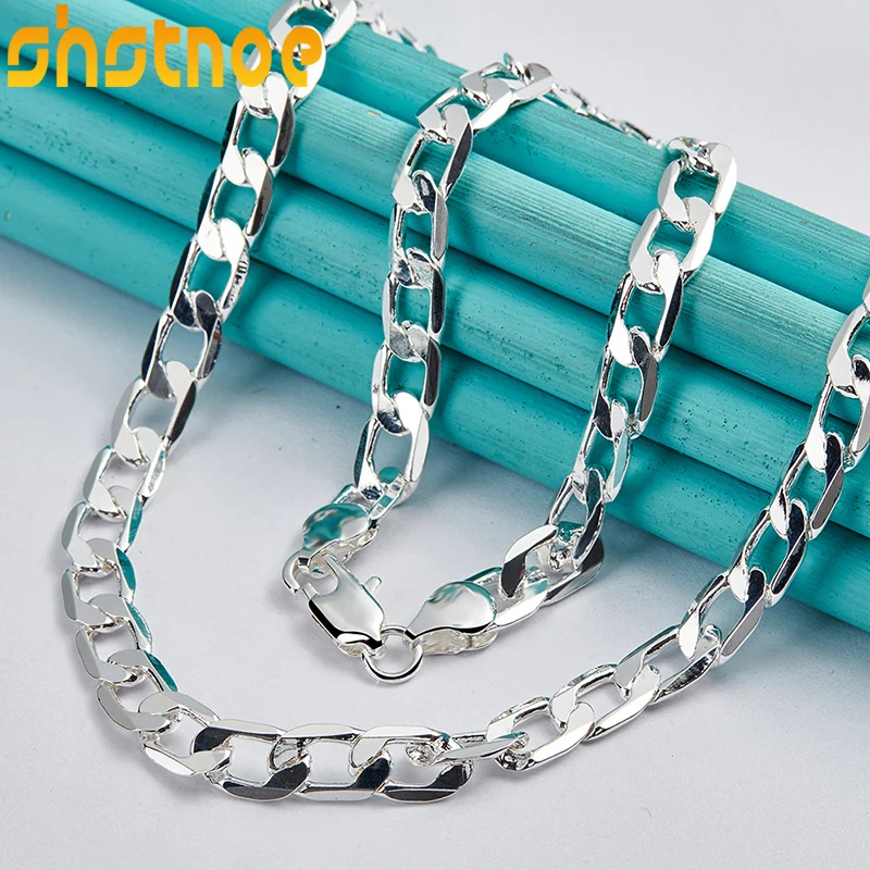 Collana Con Catena Piatta Laterale Da Uomo In Argento