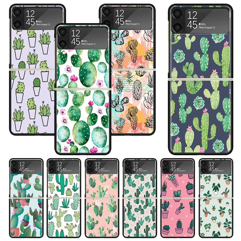 Cartoon Cactus Green Plants Zflip4 Zflip5 Custodia Per Telefono Per Samsung Z Flip3 Flip4 Flip5 5G Zflip 4 5 3 Cover Cellulare Shell Fundas