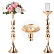 Wedding Flowers Vases Metal Candle Holders Simulation Silk Flower Ball Candlestick Centerpieces Home Party Wedding Table Decor