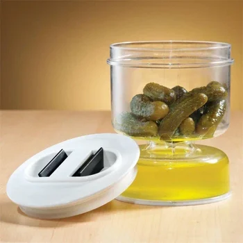 Barattolo sigillato per sottaceti Barattolo di sottaceti con separazione a umido e asciutto con contenitore ribaltabile e contenitore per olive con design a clessidra 1