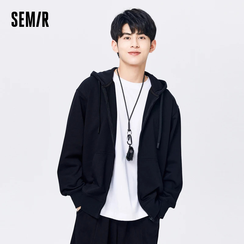 Semir Men Jacket Autumn New Simple Fashion Commuter Style Jacket Drawstring Hooded Men Tops Daily Casual Wear Jacket for Men