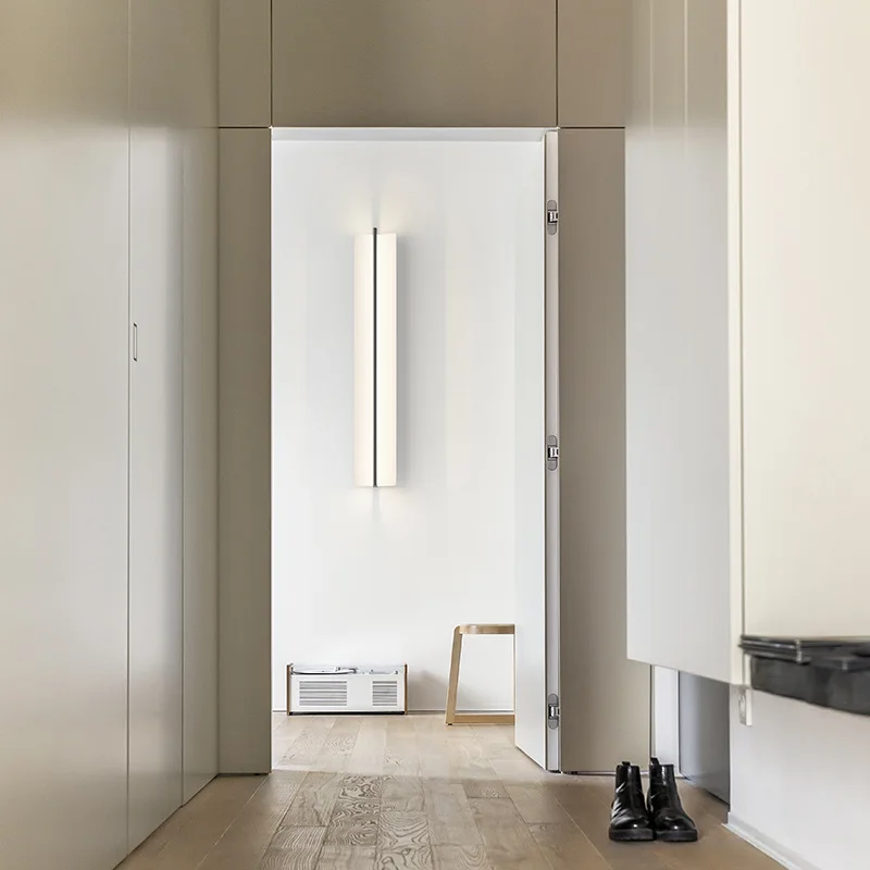 Nordic White Rectangle LED Wall Light Foyer Bedroom beside metal linear lamp Minimalist Aisle office staircase art decor lamp 6