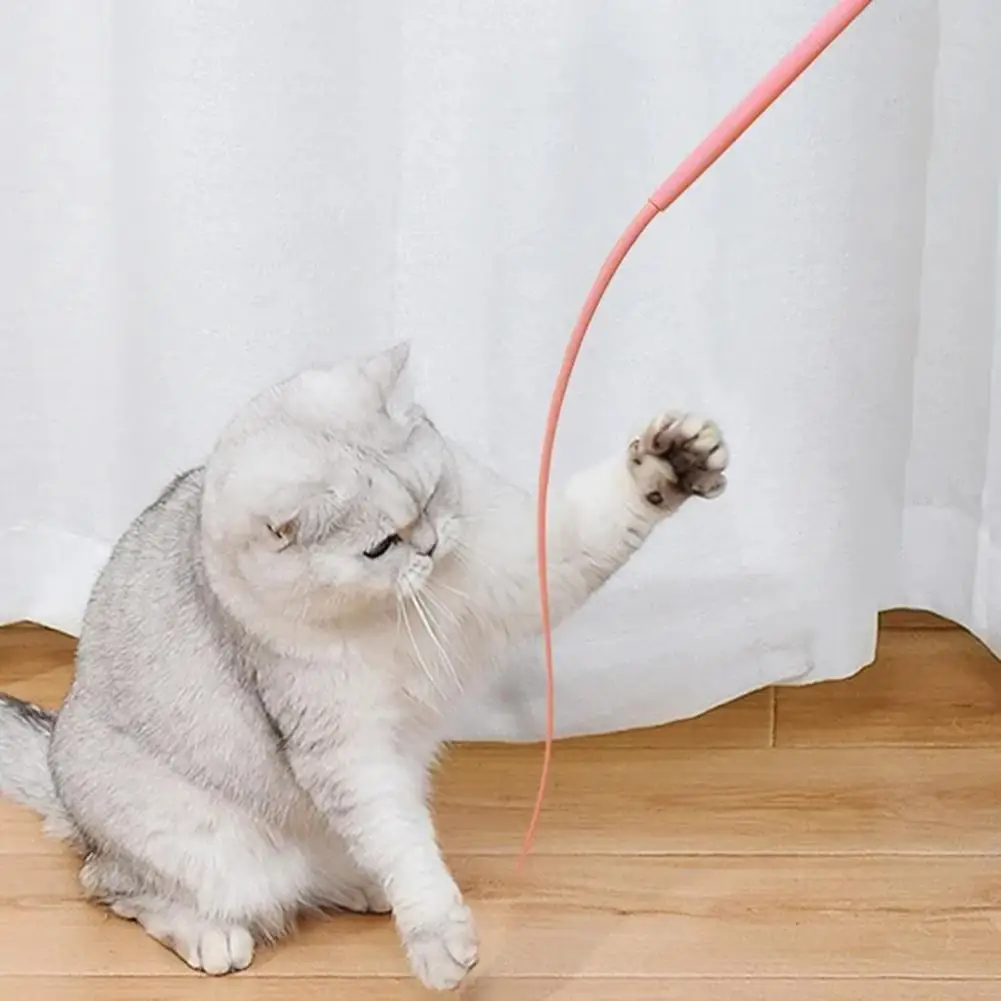 Cat Teasing Toy Cat Teaser Toys Silicone Mouse Tail Simulato Mouse Tail Cat Wand Sticks For Pet Playtime For Cats