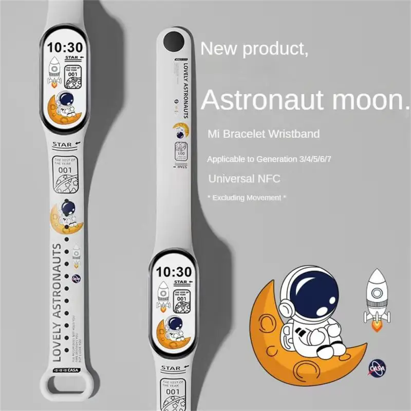 

Cartoon Astronaut Printing TPU Soft Strap For Mi Band 5 6 7 For Xiaomi Wriststrap NFC Wristband Bracelet Replacement Gift