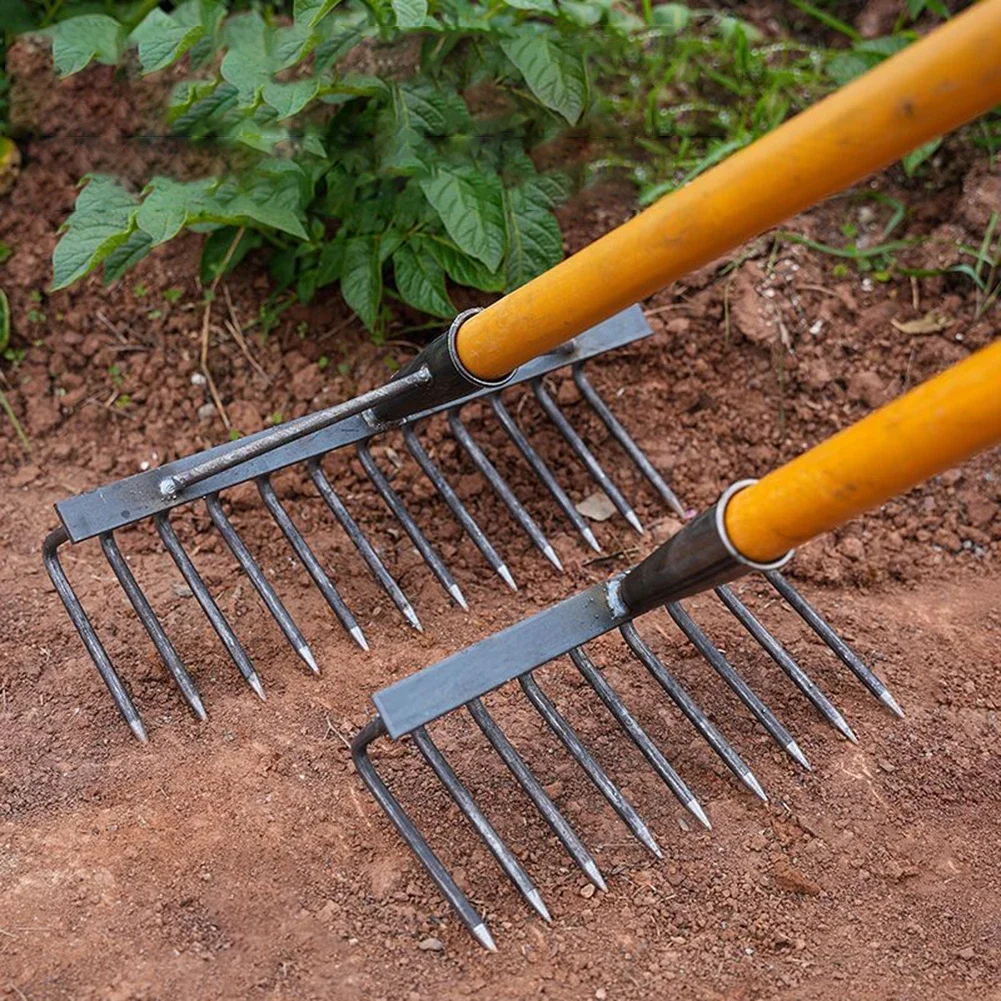 4/7/9/12 Teeth Garden Rake High Carbon Steel Multifunctional Loose Soil Nail Rake Labour-Saving Detachable Nail Rake Garden Tool 2