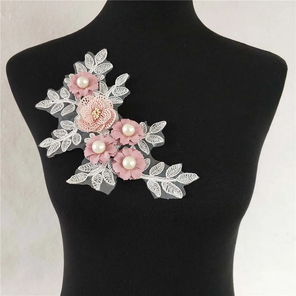 

1 Piece Bead Fabric Flower DIY Fake Collar for Women's Lace Collar Neckline Craft Dress Neckline Sewing Accessories