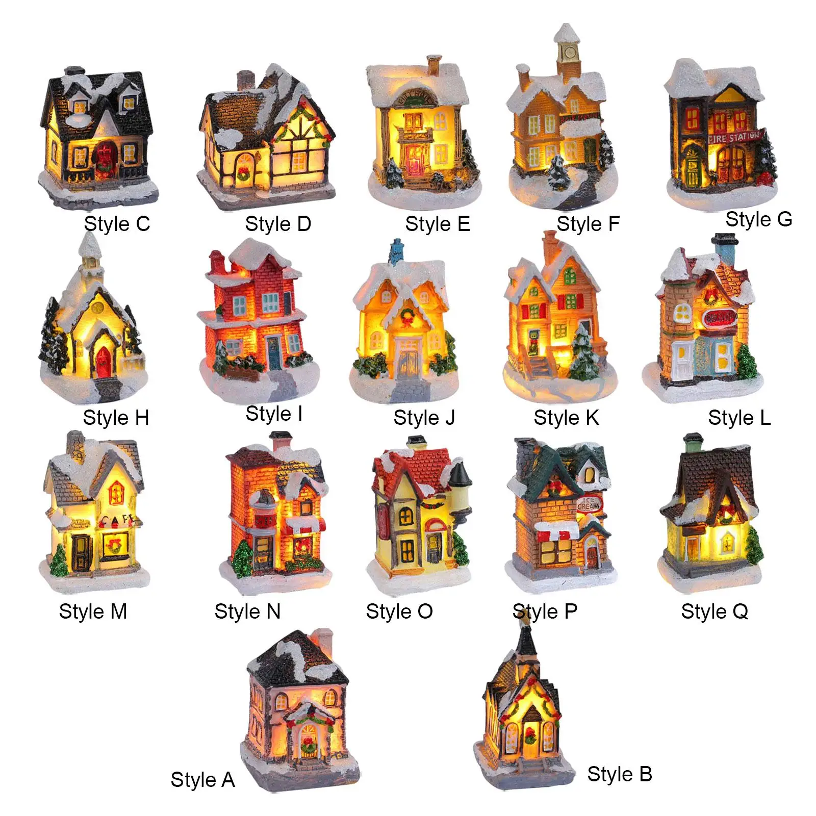 Christmas Snow Village House Desktop Decoration for New Year Bedroom Balcony
