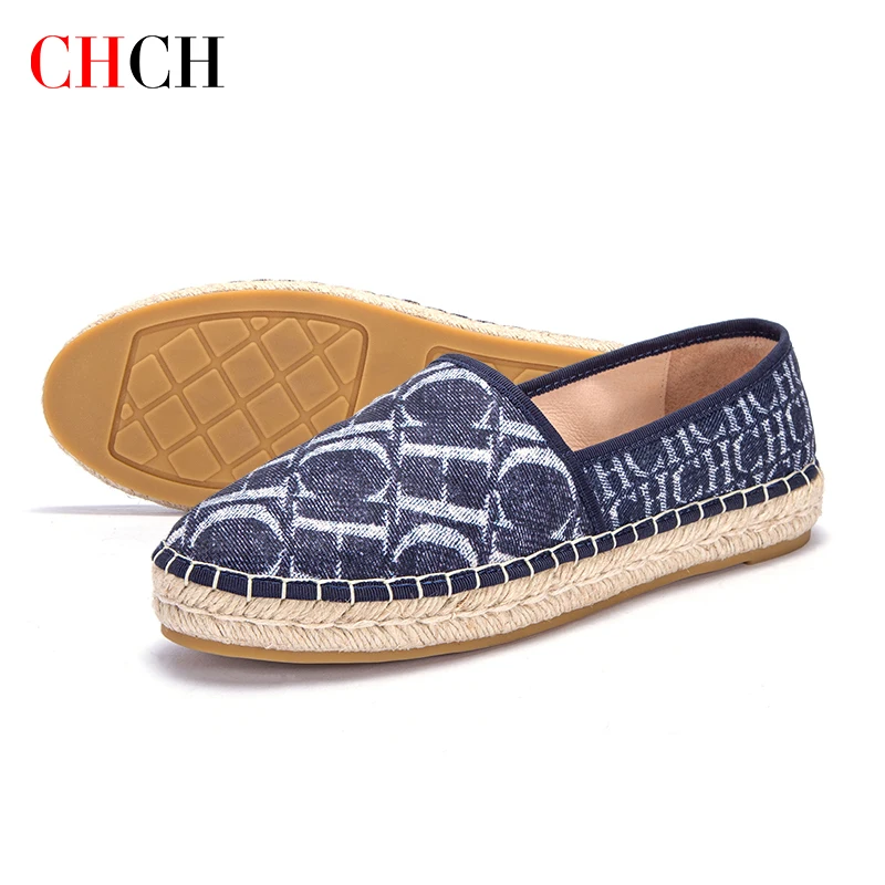 Chch 2023 New Summer Ladies Loafers Mesh Breathable Luxury Brand Fisherman Shoes Plaid Hand Woven Straw Casual Shoes Ladies