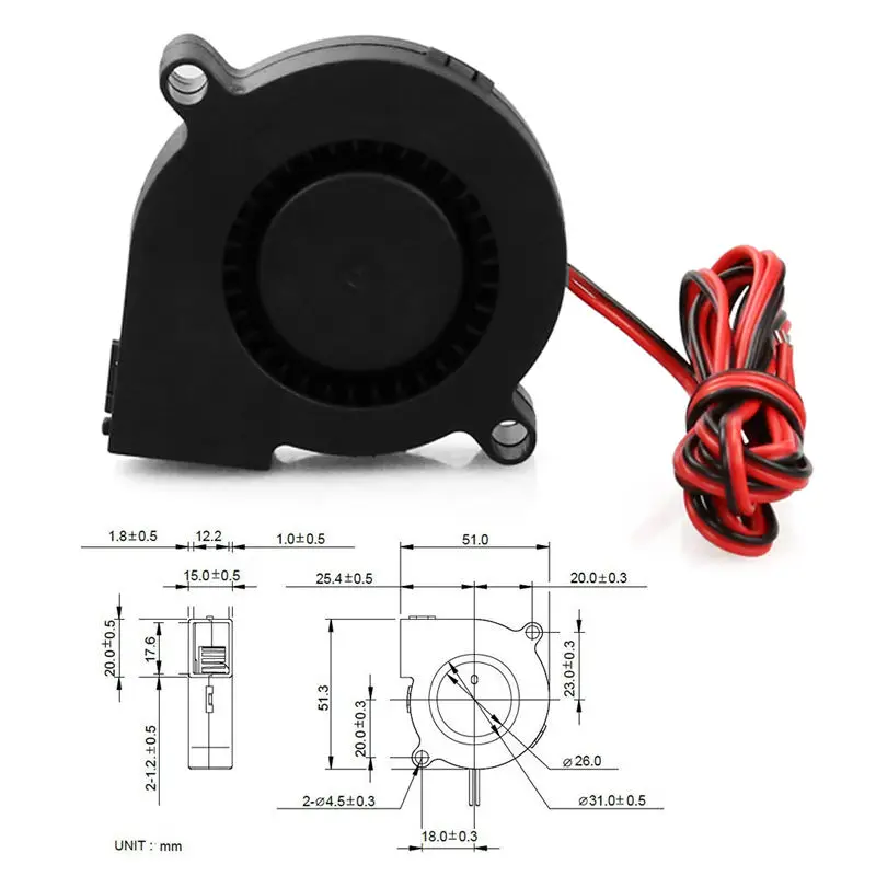 Prusa i3 MK3 슈퍼 사일런트 5015 블로우 방사형 냉각 선풍기, 유압 슬리브 베어링, 프론트 선풍기 쿨러 라디에이터, DC 5V3D, 1  10 개