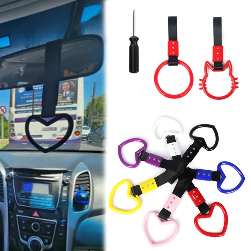 Plastic JDM  Heart-shaped Car Static Belt Decorative Warning Ring Hand-held Ring Rear Bumper Warning Heart-shaped Circle