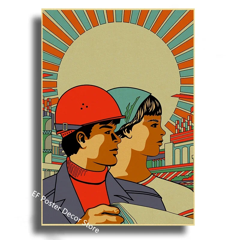 Vintage Stalin Ussr Cccp Poster Poster Aesthetic Prints And Posters Wall Art Retro Painting Home Room Cafe Club Dorm Wall Decor Peckshirt