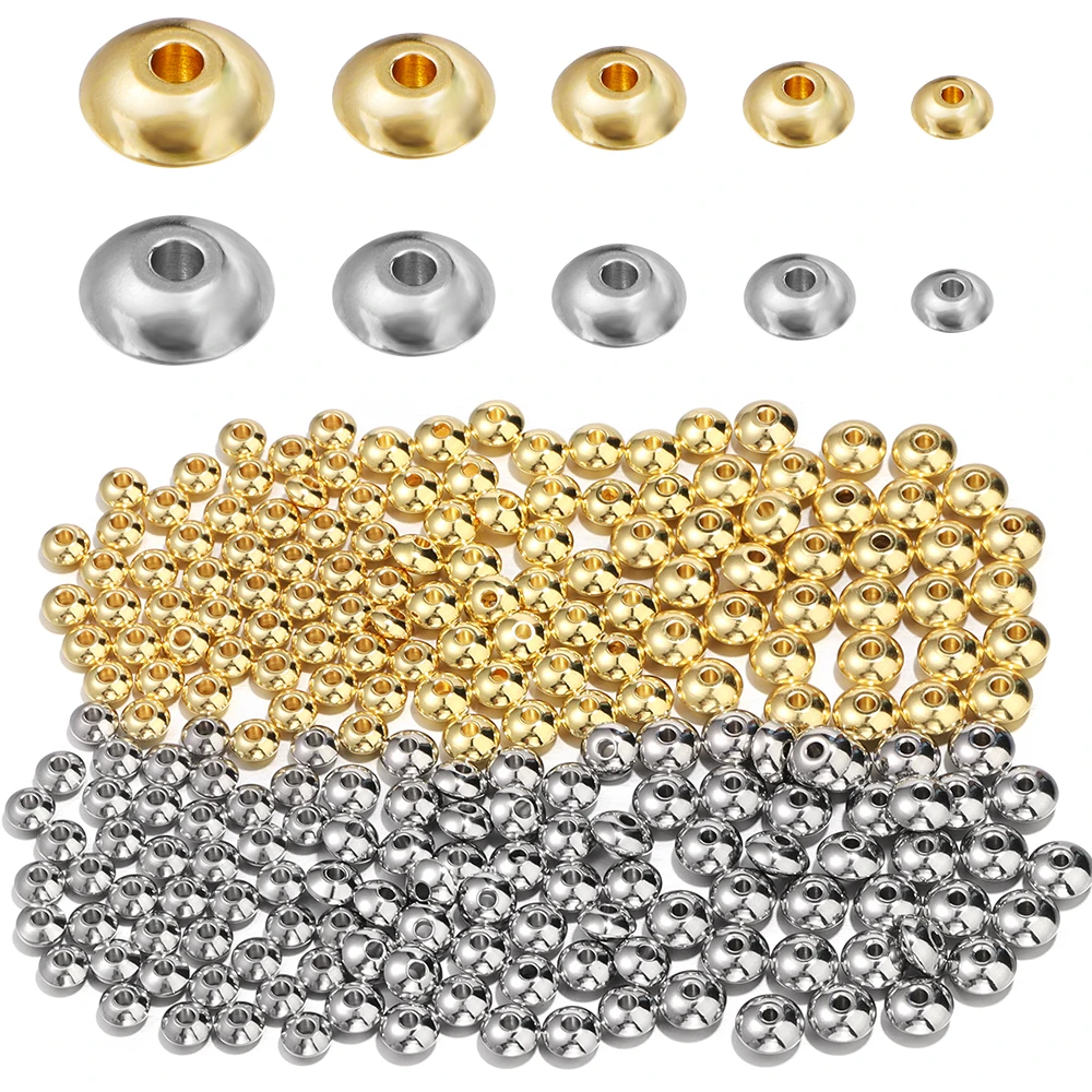 20-50 Stück Edelstahl Abakus Perlen Stopper Spacer Perlen Crimp End Perlen für Schmuck herstellung DIY Armband Halskette Zubehör