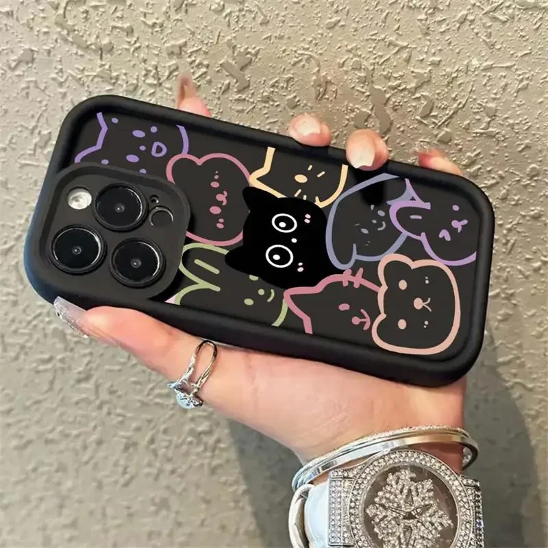 Stylish Cat Design Soft Silicone Phone Case with Textured Lines