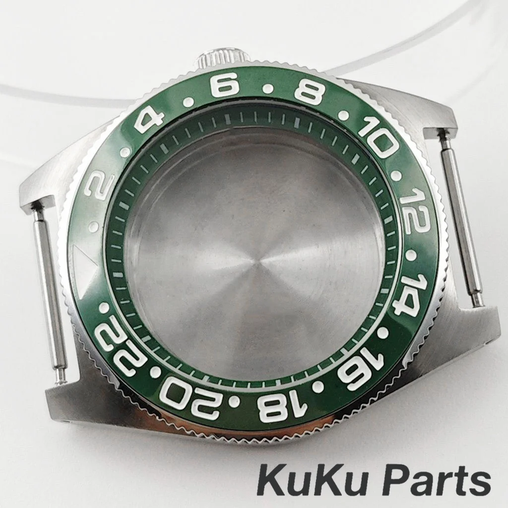 Green Ring GMT Ceramic Bezel Watch Case with 40mm Diameter and 28.5mm Dial Capability