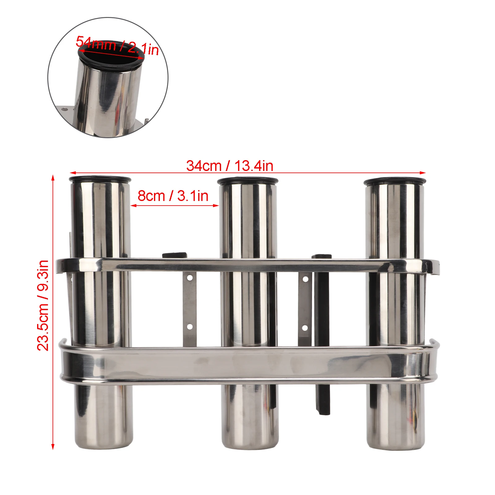 Fishing Rod Holder Marine Stainless Steel 3 Tube Link Rod Holder