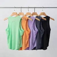 Lemon Gym Women Sport Tank Top T-shirt Short Yoga Shirt Vest Loose-fitting Blouse Sweat-absorbing Quick-drying Round Neck 1