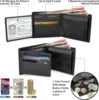 Classic Mens Black Leather Wallets Solid Soft Credit Cards Holders Slim RFID Blocking Purses Coin Pocket Banknote Compartments 5