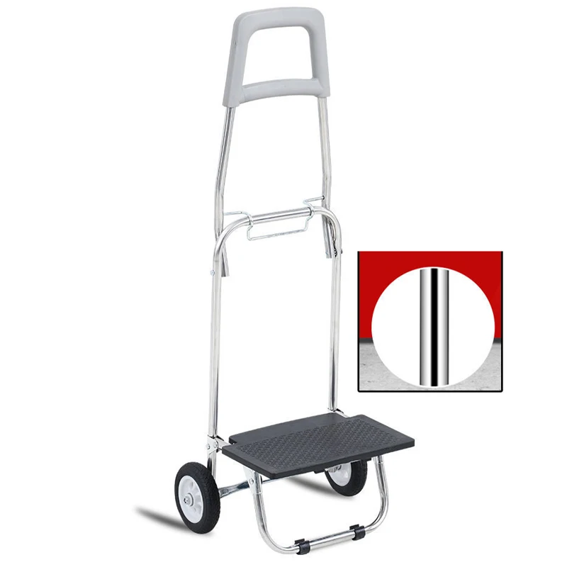 Folding Shopping Cart Free Installation Grocery Portable Stainless Steel Trolley Waterproof Fabric Storage Bag 13cm Wheels Cart 4