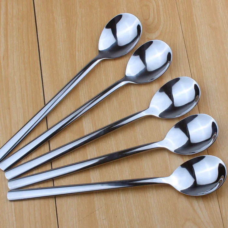 Long Handled Dinner Spoon Korean Style Stainless Steel Spoon for Ice Cream Dessert Cutlery Kitchen Tableware