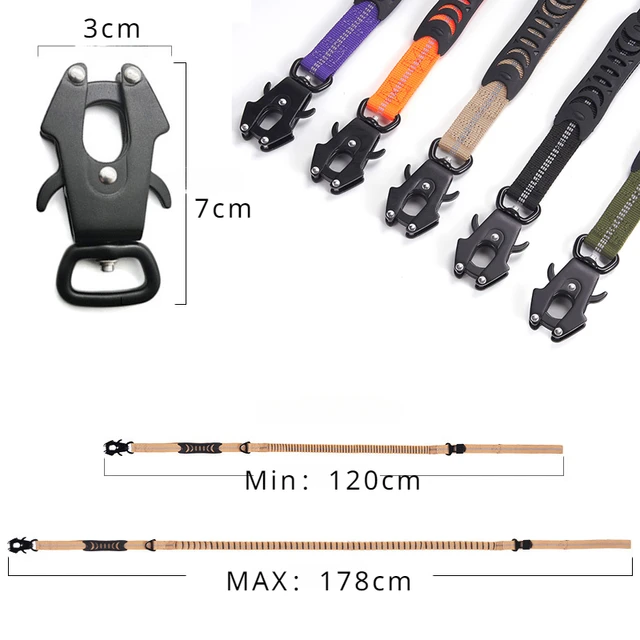 Reflective Shock Absorbing Pet Dog Leash with Car Seatbelt for Large Dogs Heavy Duty Tactical Bungee Dog Leash No Pull Dog Leash 5