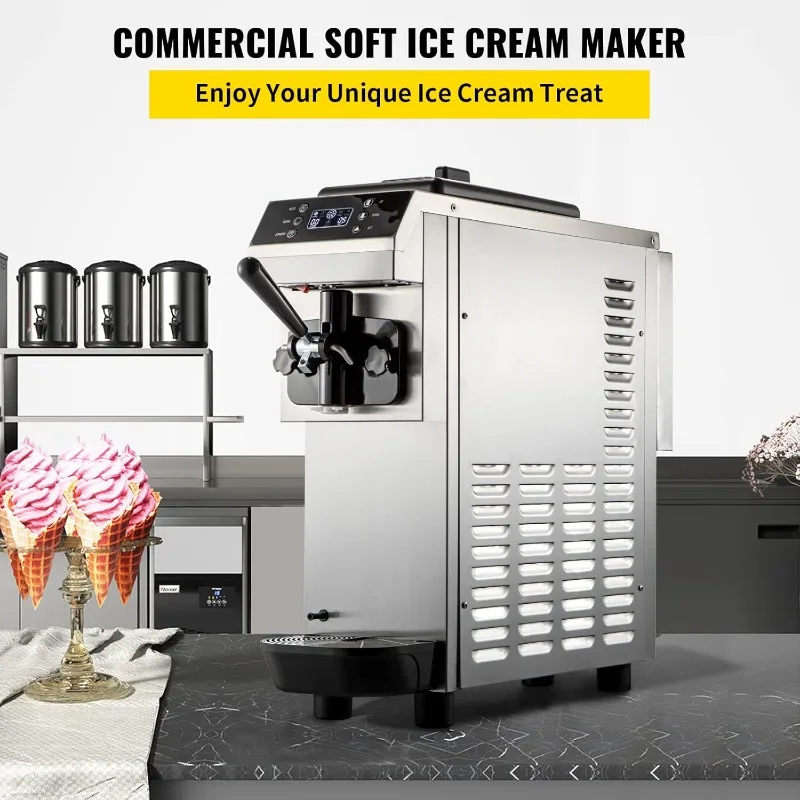 VEVOR Soft Serve Ice Cream Machine for home,3.4 Gal/H Commercial Machine,Single Flavor Ice Cream Maker,1200W Countertop 2