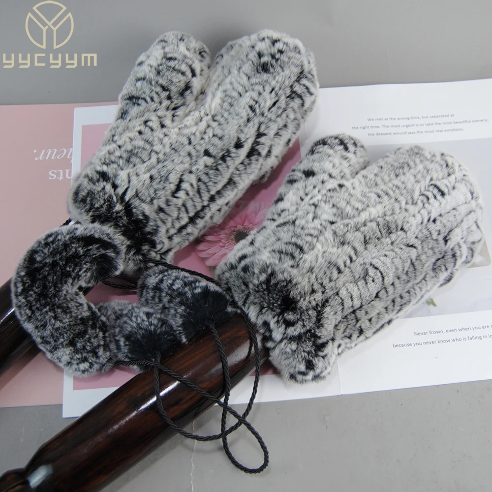 Rex Rabbit Fur Gloves Women Winter Mittens For Mink Fur Gloves