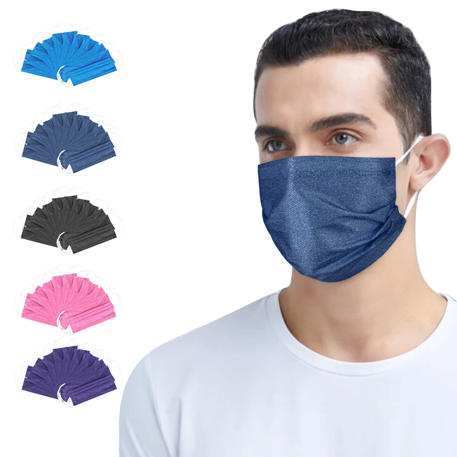 50PCS Purifying Face Mask Cover 3 Layer Mouth Filter Outdoor Dust-Proof Face Protective Mask Disposable