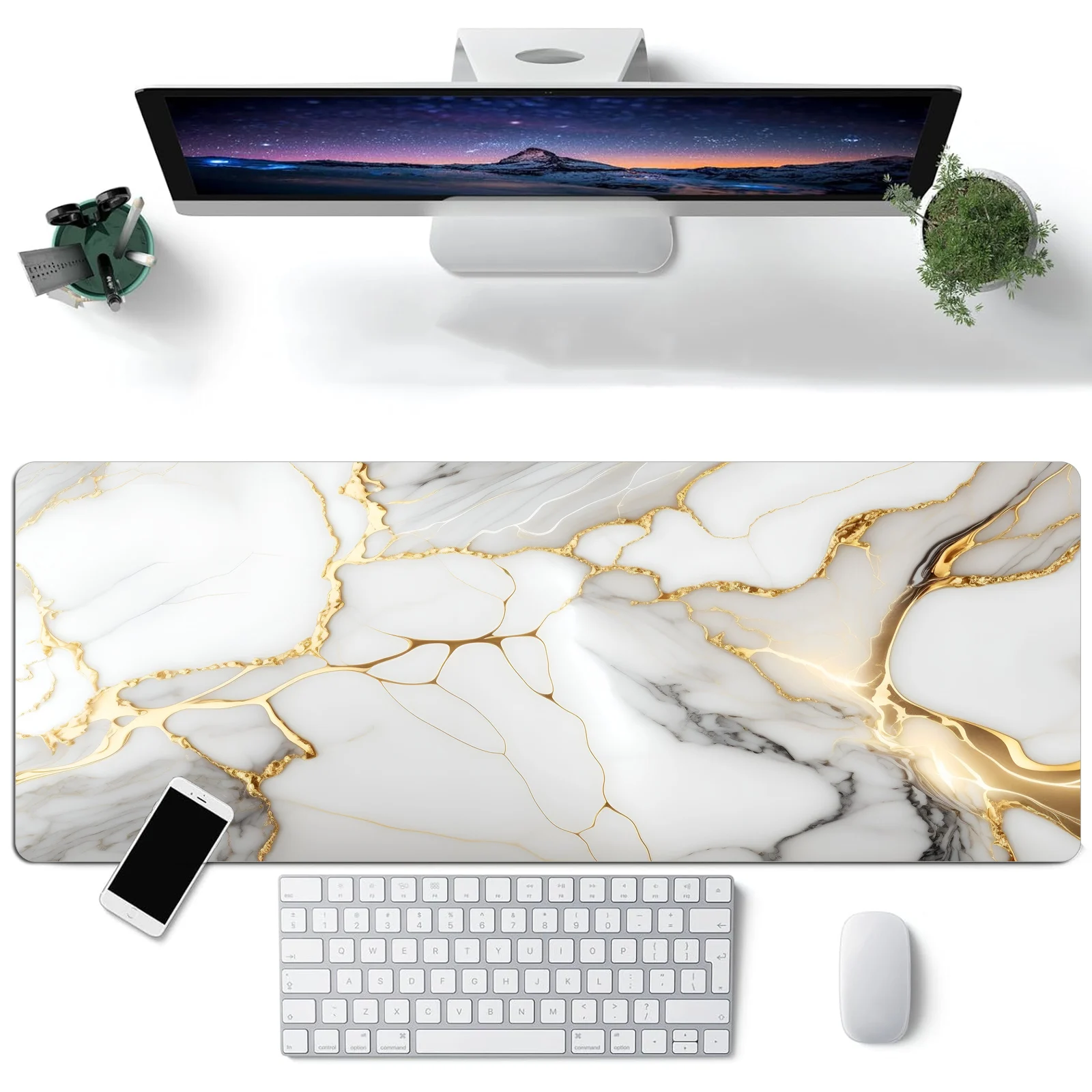 Abstract Style Keys Mouse Pad Desk Pad Extended Large Office Keyboard Mat Gaming Mousepad Non Slip Rubber Base Stitched Edge 5