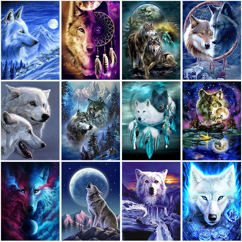Wolf Full Drill 5D Diamond Painting Embroidery Picture Art Cross Stitch DIY Kit 