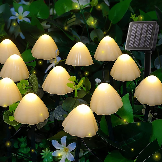 Outdoor Solar Garden Lights Set of 12 Mini Solar Mushroom Light Outdoor Waterproof Cute Mushroom Shaped Pathway Landscape Lights 2