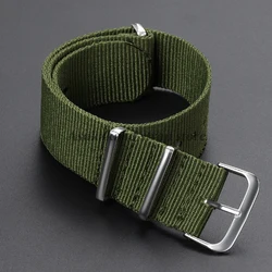Versatile Nylon Canvas Watch Strap - One Piece Loop Bracelet - 24mm (Green)