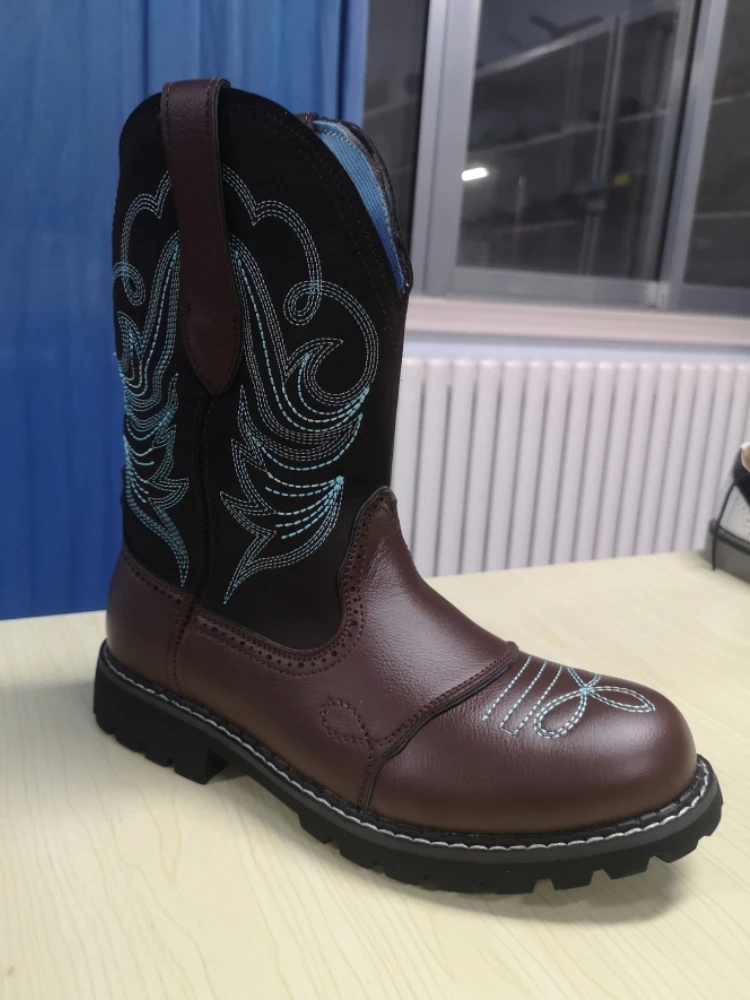 Embroidered PU Leather Cowboy Boots 5