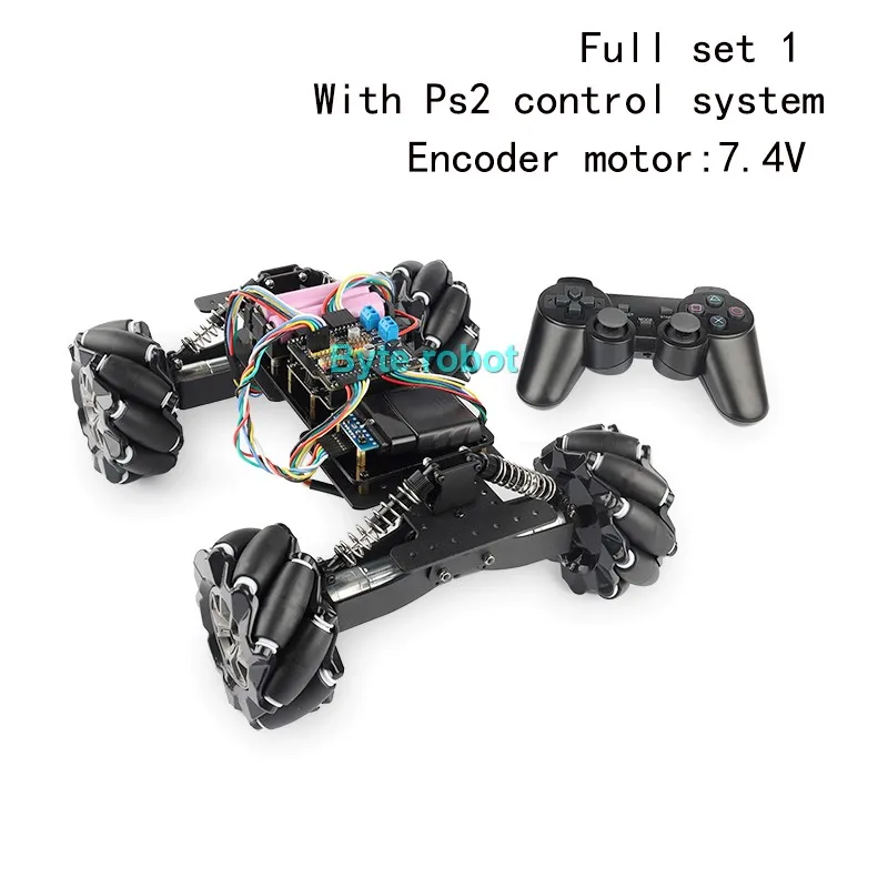 충격 흡수 전방향 모바일 자동차 조정 가능한 4WD 메카넘 휠 섀시, 아두이노 로봇 DIY 키트, RC 서스펜션 휠