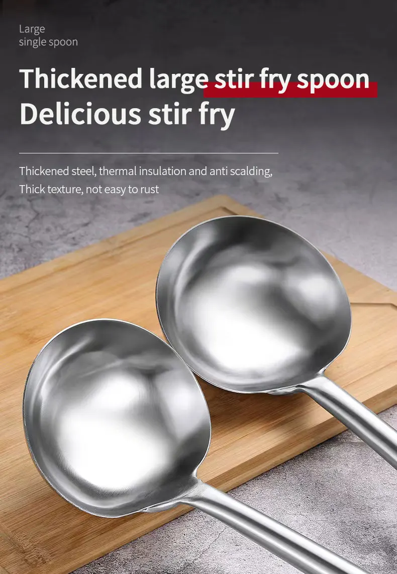 Description Picture 4 of itemThickened Stainless Steel Spatula Household Frying Spatula Spoon Restaurant Chef Large Frying Spoon Iron Frying Spatula