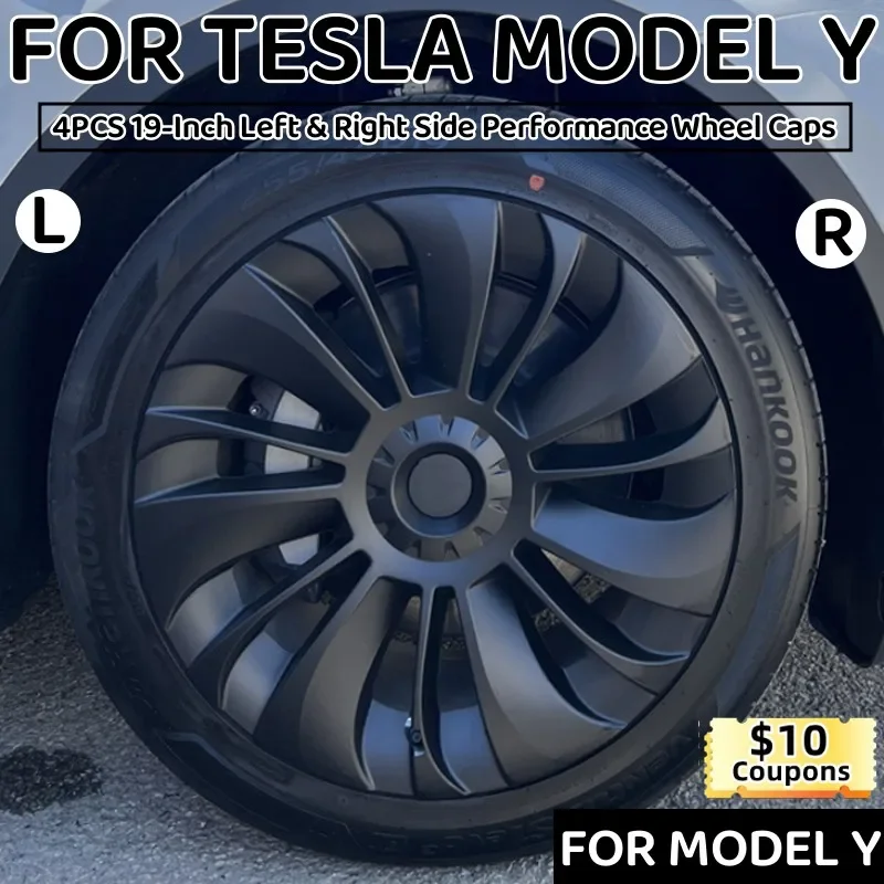 4PCS Wheel Caps 19 Inch Wheel Cover Performance Replacement Wheel Hub Cap Full Rim Cover Accessories For Tesla Model Y 2018-2023