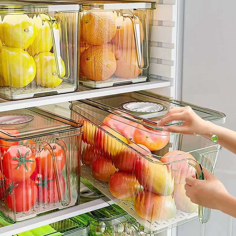 Refrigerator Organizer Containers Food-grade Vegetable Fruit Sealed  Preservation Box Fridge Freezer Containers Kitchen Organizer - Storage  Boxes & Bins - AliExpress
