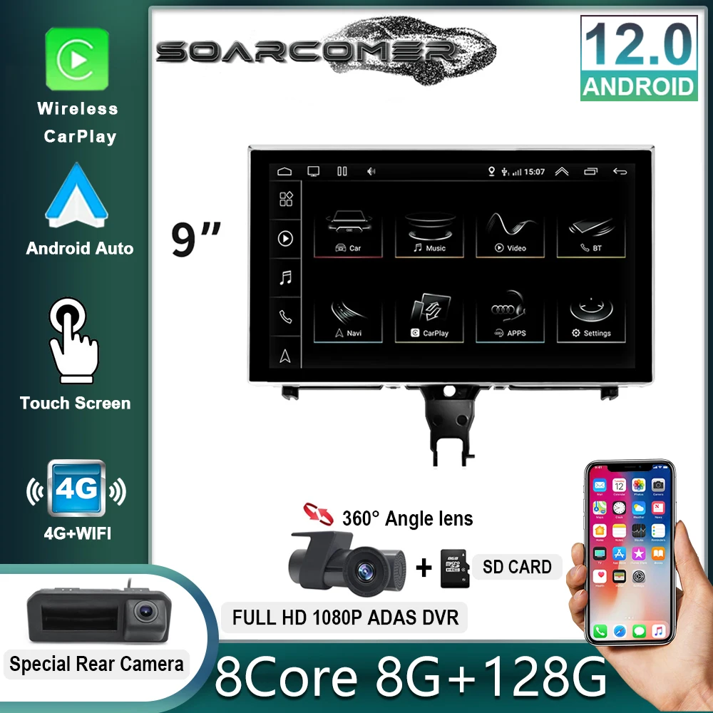 Android 12 Wireless Carplay System Car Multimedia Stereo Per Audi A6 C7 A7 2012 - 2018 Wifi 4G Bt Ips Touch Screen Gps Navi