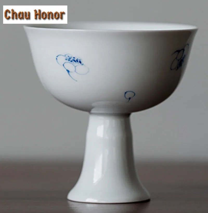 2pc/set 40ml Boutique Pure Hand Painted Japanese Apricot Art Ceramic Tea Cups Household Chinese High Foot Cups Kung Fu Tea Set